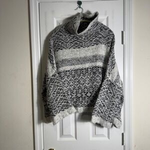 Anthropologie Moth gray white cowl neck oversized Solita Sweater size L Alpaca